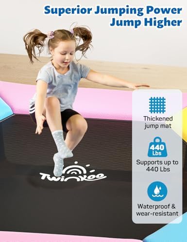 **Twinkoo 60" Anti-Rollover Toddler Trampoline for Kids - Outdoor & Indoor Use** | **Twinkoo 5FT Toddler Trampoline wit