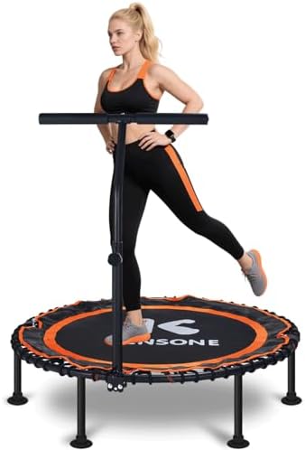 450/550 Lbs Quiet Indoor Mini Trampoline for Adults | Fitness Gym Workout | 40/48" Foldable Rebounder Trampoline with Bu