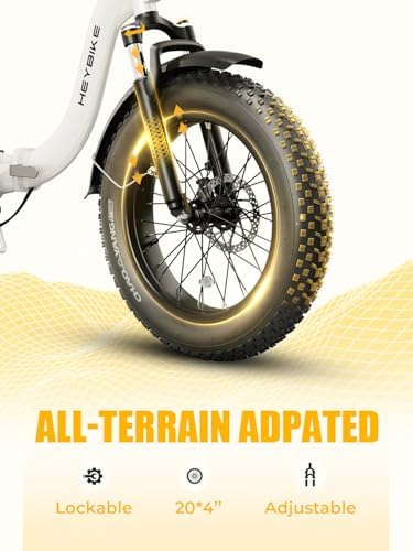 Heybike Ranger Electric Bike for Adults, Peak 1400W Motor Ebike, 28MPH Folding Step-Thru E Bike with Front Suspension