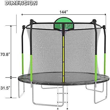 AOTOB Heavy Duty Trampoline with Safety Net and Hoop for Kids and Adults Outdoor Jumping