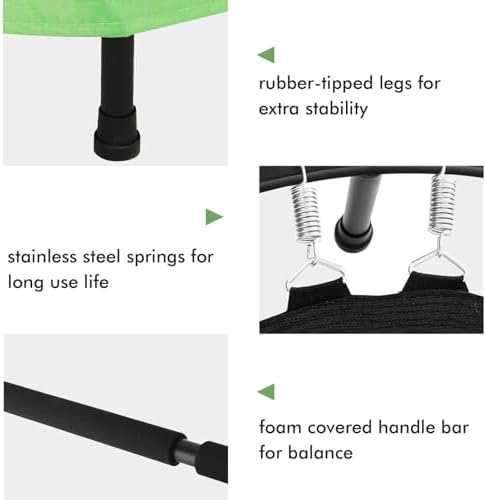 Kids Toddler Trampoline Indoor Outdoor Games 56" 220LBS Capacity Foldable Safety Handrail ASTM Certified