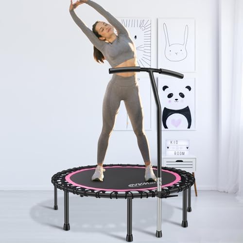 NEWAN Silent Mini Trampoline for Adults - 40" to 48" Diameter, Max Limit 330lbs, Silent Bungee Rebounder Jumping Cardio
