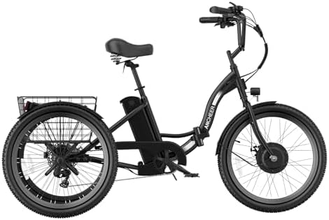 ANCHEER 600W Peak Electric Tricycle for Adults | 24" 499Wh Foldable 3 Wheel Ebike for Seniors | Rear Differential 15.5M