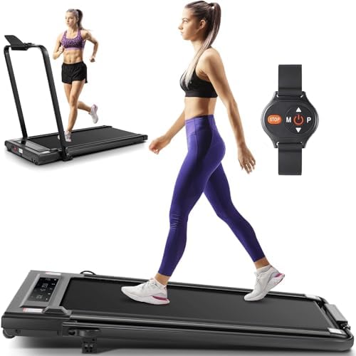ANCHEER Portable Folding Treadmill with Remote Control and LED Screen - 12% Incline - Max 320 lb Capacity - Home, Gym, a