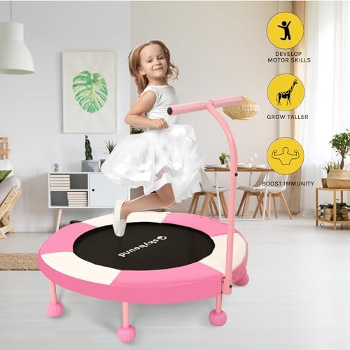 SkyBound Kids Trampoline Indoor 36 Inch - Kids Trampoline with Handle - |0mm Steel Pipe Mini Trampoline for Toddlers and