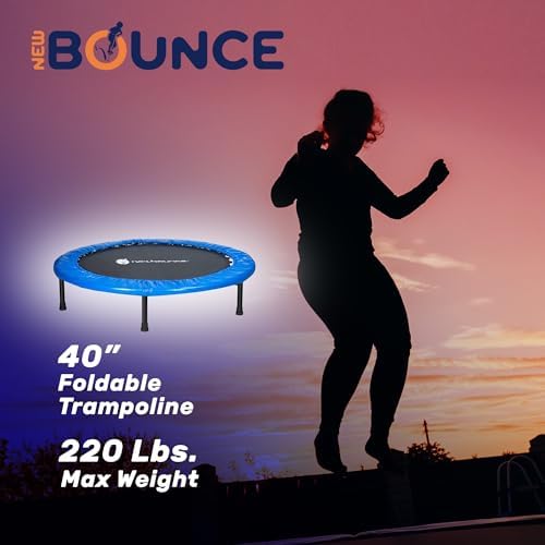 New-Bounce Mini Trampoline - Foldable for Children and Adults - Fitness Rebounder Holds Up to 220 Lbs New-Bounce Mini