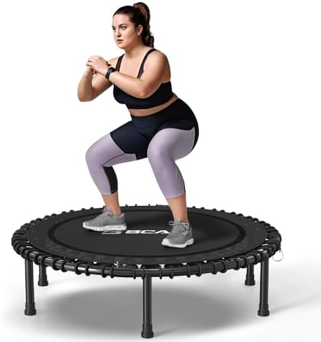 BCAN Durable 450LBS/550LBS Foldable Mini Trampoline for Adult Indoor/Outdoor Workout