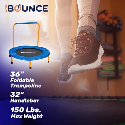 New-Bounce Mini Trampoline - Foldable for Children and Adults - Fitness Rebounder Holds Up to 220 Lbs New-Bounce Mini