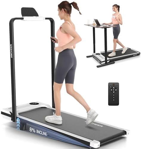 ANCHEER Under Desk Treadmill with Incline and Handle Bar for Home Office | ANCHEER 4 in 1 Folding Treadmill with LED Di