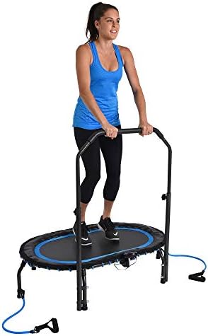 Stamina Folding Trampoline Black - Portable Fitness Equipment for Home Gym, Cardio & Strength Training, Jumping Exercise
