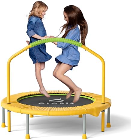 CLORIS 38in/48in Folding Trampoline for Adults with Adjustable Foam Handle - Max Load 450lbs Safety Padded Cover Best Gi