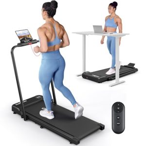 THERUN Walking Pad, |5HP Under Desk Treadmill for Home Workouts, 2 in 1 Foldable Design with Handle Bar, 16" Wide Runnin