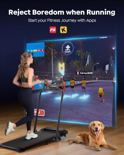 Portable Compact Under Desk Treadmill with App Remote Control and LED Display 2 in 1 Foldable Treadmill with Incline for