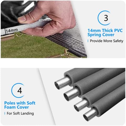 SKOK Kids Outdoor Trampoline, 400LBS ASTM Approved Net Trampoline, Kid Friendly, Outdoor Play, Durable and Safe, 12ft Di