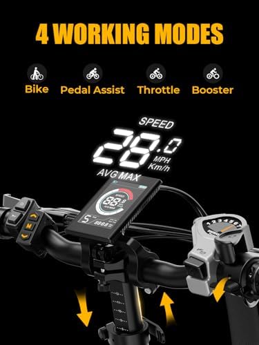 Heybike Ranger Electric Bike for Adults, Peak 1400W Motor Ebike, 28MPH Folding Step-Thru E Bike with Front Suspension