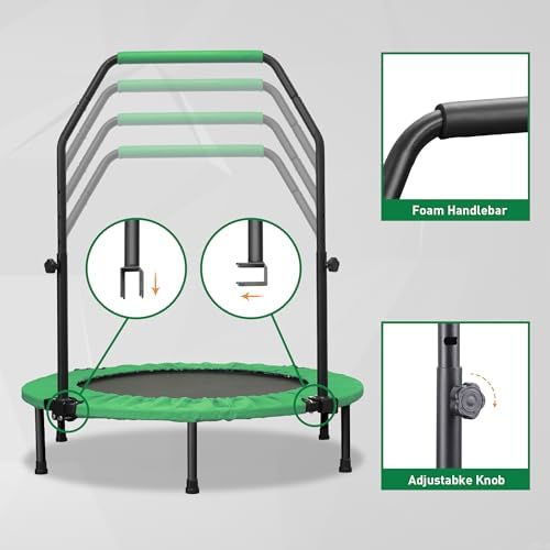 HYD-Parts 48" Mini Trampoline for Adults and Kids | Adjustable Bar | Indoor Fitness Trampoline | Max Load 440lbs HYD-Par