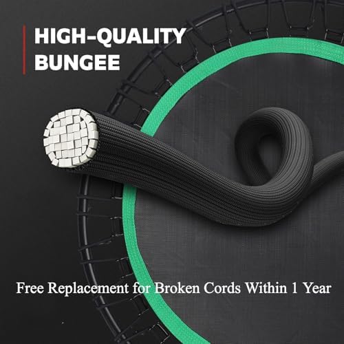Mini Fitness Trampoline with Bungees - Stable & Quiet Rebounder for Adults