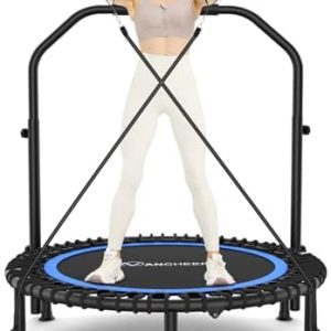 ANCHEER 40"/48" Foldable Mini Trampoline for Home Exercise and Fitness | Indoor Trampoline with Resistance Bands and 4