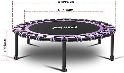 NEWAN Silent Mini Trampoline for Adults - 40" to 48" Diameter, Max Limit 330lbs, Silent Bungee Rebounder Jumping Cardio