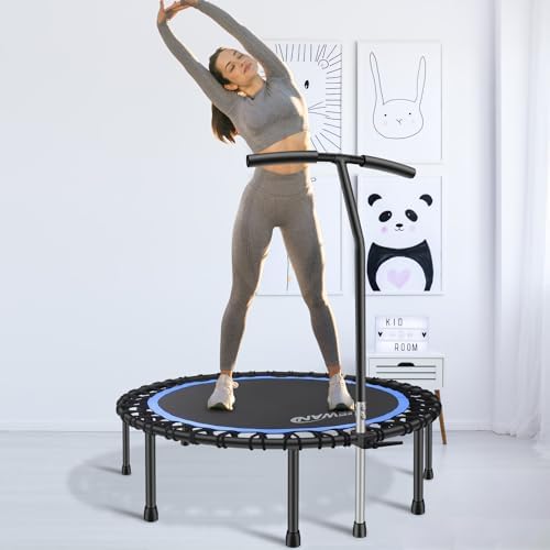 NEWAN Silent Mini Trampoline for Adults - 40" to 48" Diameter, Max Limit 330lbs, Silent Bungee Rebounder Jumping Cardio