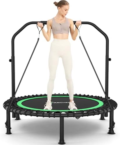 ANCHEER 450lbs Max Load Indoor Trampoline for Adults, Exercise at Home or in the Gym with 4 Level Adjustable Handle and