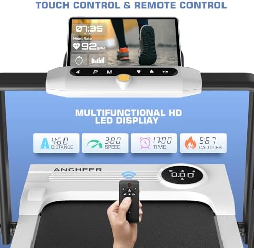 ANCHEER Under Desk Treadmill with Incline and Handle Bar for Home Office | ANCHEER 4 in 1 Folding Treadmill with LED Di