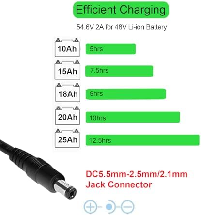 THEPRO 5|6V 2A Battery Charger Universal 5|6V Power Adapter Chargers for 48V Lithium Battery, 5.5mm DC Connector for |5m