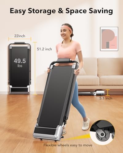 Portable Walking Pad Treadmill with 12% Incline for Home/Office | Under Desk Treadmills with LED Display & Remote Contr