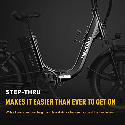 Heybike Ranger Electric Bike for Adults, Peak 1400W Motor Ebike, 28MPH Folding Step-Thru E Bike with Front Suspension