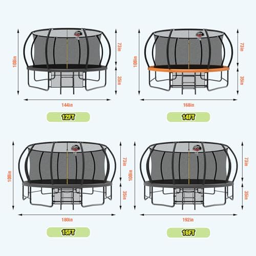 Lyromix 12-16FT Trampoline with Basketball Hoop and Lights for Kids and Adults | Lyromix Recreational Trampoline with S