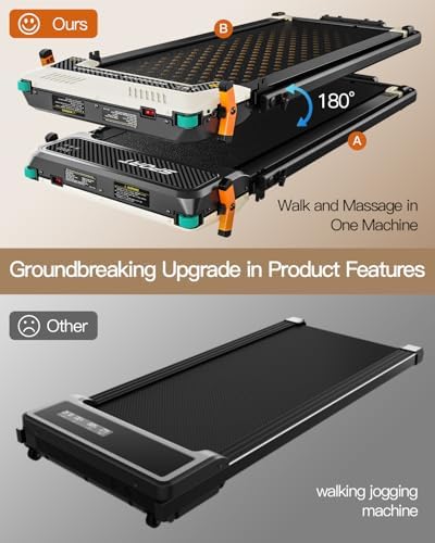FUNRAY Versatile Walking Pad Treadmill with Incline - Dual-Sided Under Desk Treadmill with Foot Massage for Home & Offi