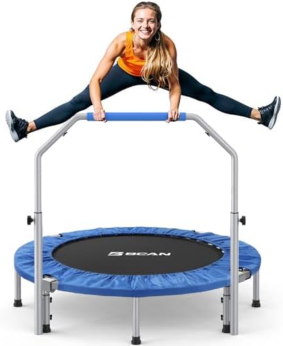 BCAN Fitness Rebounder Max Load 330lbs/440lbs for Adults Indoor/Garden Workout BCAN Adjustable Foam Handle Trampoline
