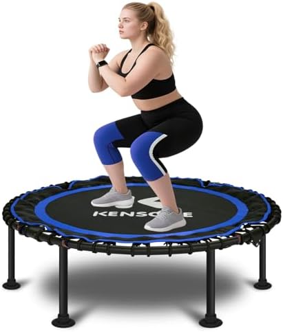 450/550 Lbs Quiet Indoor Mini Trampoline for Adults | Fitness Gym Workout | 40/48" Foldable Rebounder Trampoline with Bu