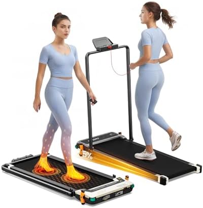 FUNRAY Versatile Walking Pad Treadmill with Incline - Dual-Sided Under Desk Treadmill with Foot Massage for Home & Offi