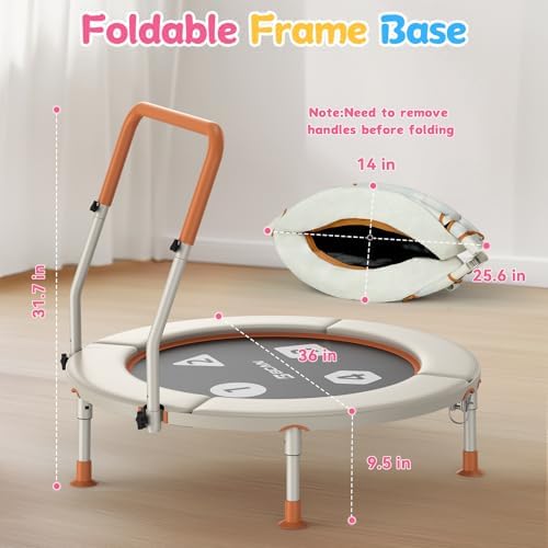 BCAN 36" Toddler Trampoline for Kids Ages 1-6: Safe, Foldable & Adjustable, Indoor & Garden Use, Gift for Boys and Girls