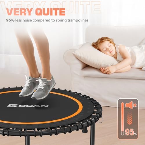 BCAN 40"/48" Mini Rebounder Trampoline for Adults with Bar: Whole-Body Workout & Relaxation at Home, Stable & Quiet, Adj