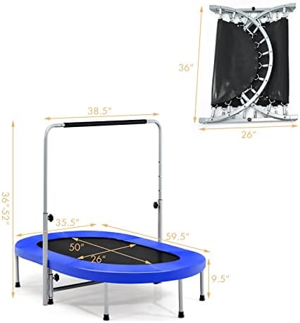 Giantex 2 Persons Foldable Fitness Trampoline Outdoor Indoor OEKO-TEX MAX 330LBS Adult Kid Fitness