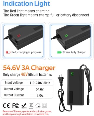 Super Fast Charger for 48V Lithium Battery No Adapter Needed | 5|6V 3A/5A Charger for 48V Lithium Battery with Cooling