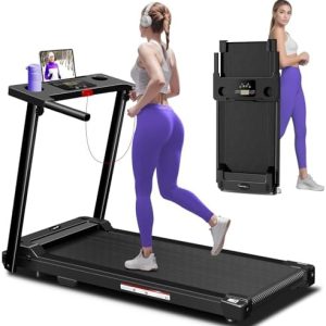 Portable Electric Treadmills for Home Workout | Lightweight Folding Treadmills with LED Display | 300 lbs Capacity Trea