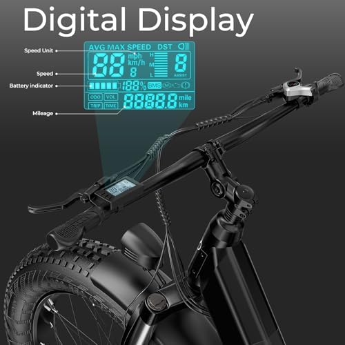 ANCHEER 26" Electric Bike for Adults, 1000W Peak Motor, 60 Miles Range, Fat Tire Electric Bike Off-Road EBike for Men &