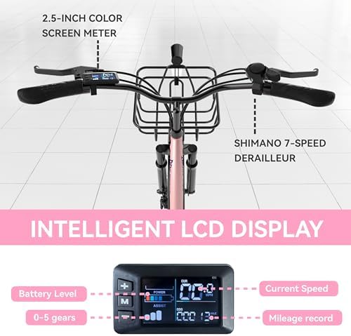 Peak 700W Motor Electric Bike for Adults, Commuter E-Bike, 7-Speed, 45Miles Range 20MPH Electric Bike for Women/Men/Teen