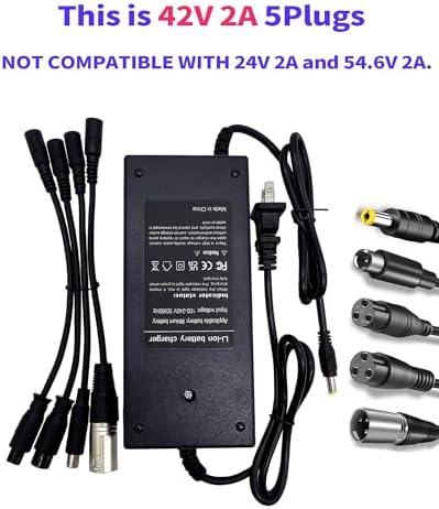 Swagtron Gotrax 42V 2A Charger 3 Prong 8mm DC Interface Battery Converter