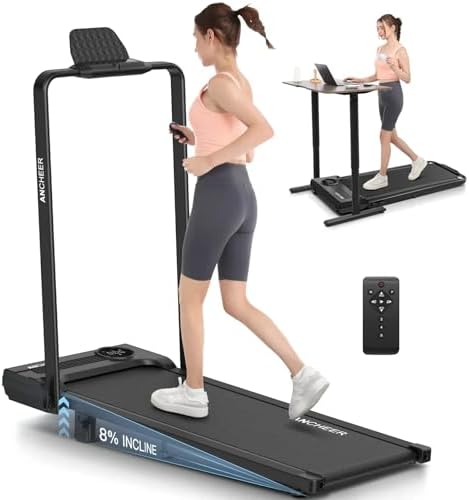 ANCHEER Under Desk Treadmill with Incline and Handle Bar for Home Office | ANCHEER 4 in 1 Folding Treadmill with LED Di