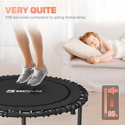 BCAN Durable 450LBS/550LBS Foldable Mini Trampoline for Adult Indoor/Outdoor Workout