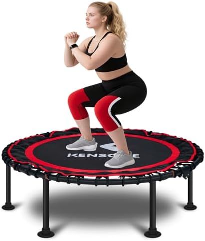 450/550 Lbs Quiet Indoor Mini Trampoline for Adults | Fitness Gym Workout | 40/48" Foldable Rebounder Trampoline with Bu