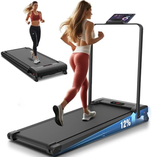 ANCHEER Portable Folding Treadmill with Remote Control and LED Screen - 12% Incline - Max 320 lb Capacity - Home, Gym, a