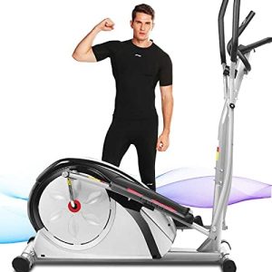 ANCHEER Elliptical Exercise Machine for Home Gym, Ultra-Silent Elliptical Trainer with Pulse Rate Grips, Smooth Resistan