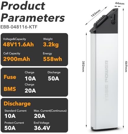 YS YOSE 48V 11.6Ah Ebike Battery for Lectric Electric Bicycles - Compatible with XP Step-Thru 1.0 & |0 Models | YS YOSE