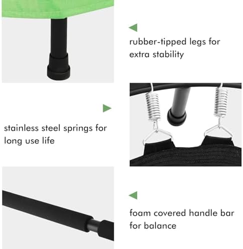 ANCHEER Kids Trampoline, Indoor Outdoor Jumping for Kids, 56" Diameter, 220LBS Capacity, Foldable, Adjustable Safety Han