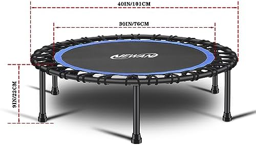 NEWAN Silent Mini Trampoline for Adults - 40" to 48" Diameter, Max Limit 330lbs, Silent Bungee Rebounder Jumping Cardio
